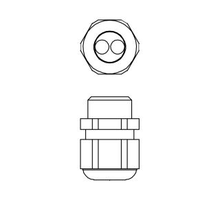 Cable gland with 2 inputs